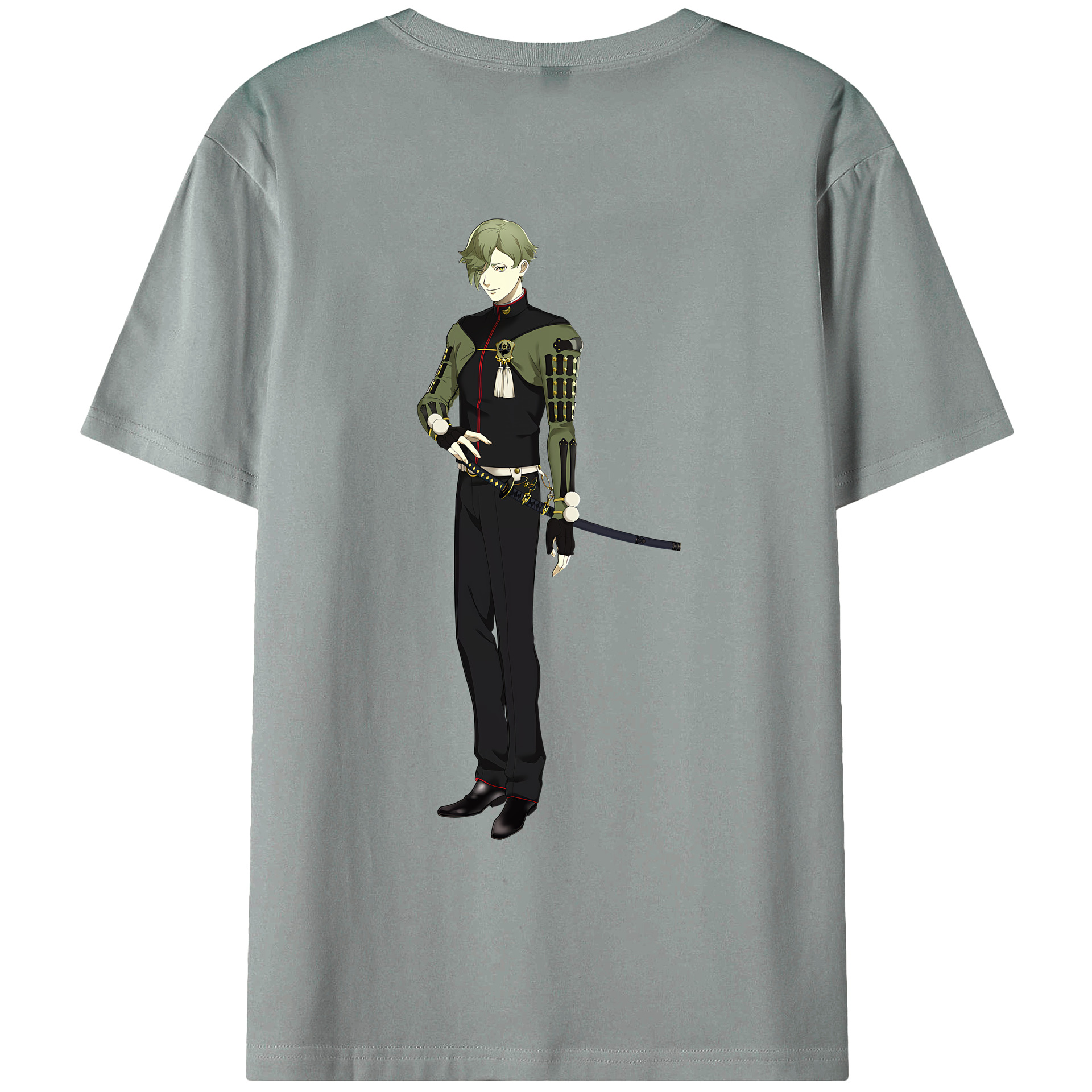 （画像用） 刀剣乱舞 Touken Ranbu 綿100％ メンズ半袖Tシャツ（バックプリント） 通気性